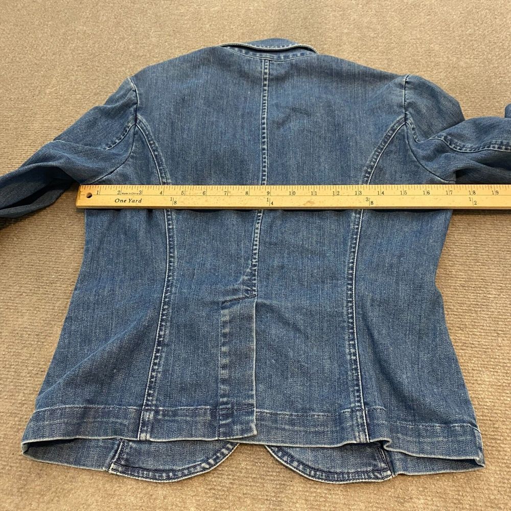 Talbots Jacket Womens‎ 4 Blue Denim Stretch Trucker Flap Pockets Button Front - Picture 9 of 11